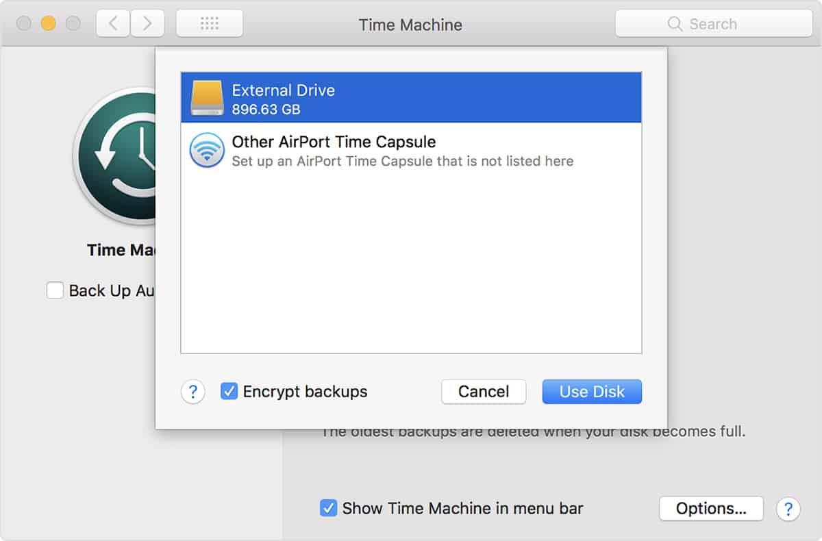 can time machine backup external drives