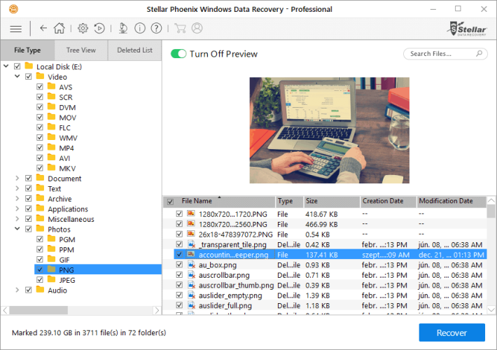 Previewing Multimedia Files in Stellar Windows